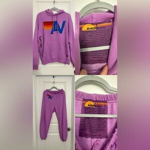 Aviator Nation Logo Hoodie/Sweatpant Neon Purple set